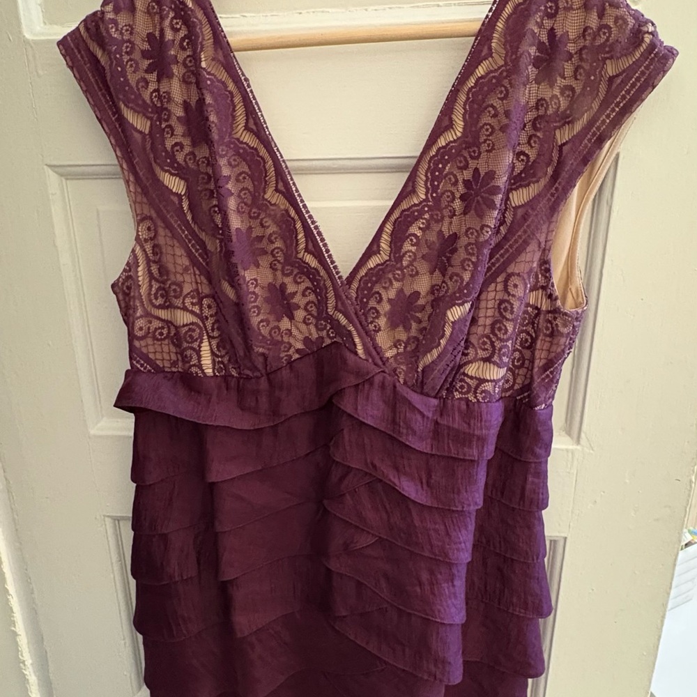 Adrianna Papell Beige and Purple Dress